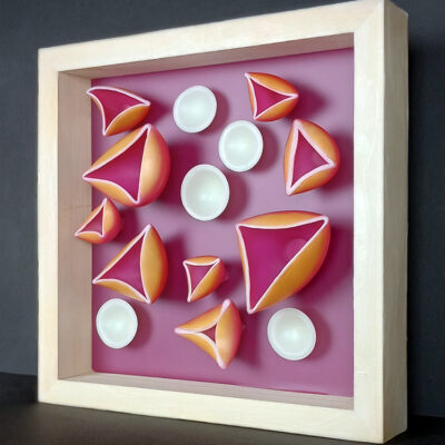 Flower Urchin II Encaustic Wall sculpture side view