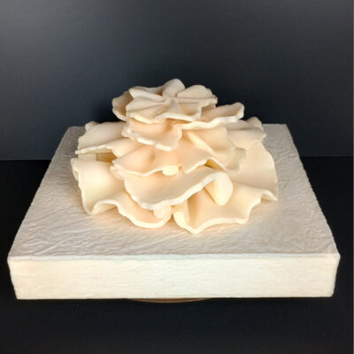 Large Sinularia Dura Cabbage Coral Mixed-Media Sculpture in Natural Blush