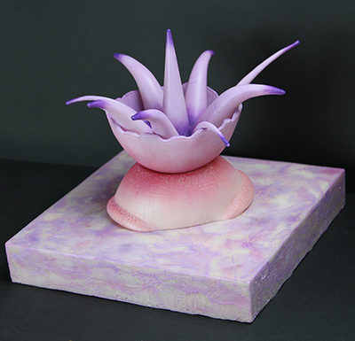 Northern Purple Red Maine Coast Sea Anemone Encaustic Sculpture front view