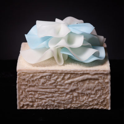 Sinularia Dura (Natural and Blue Cabbage Coral) Encaustic Sculpture