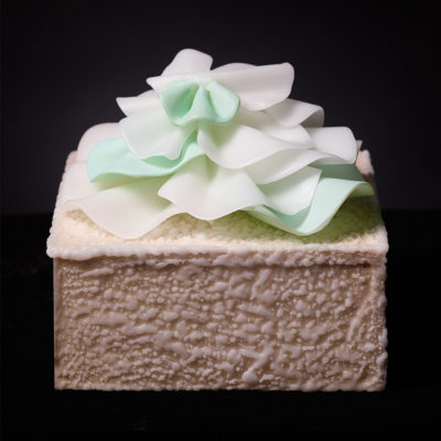 Sinularia Dura Natural and Green Cabbage Coral Encaustic Sculpture