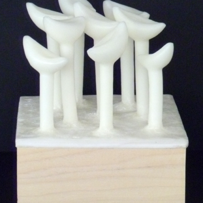 Hammer Head Sea Anemone Encaustic Sculpture Bleached